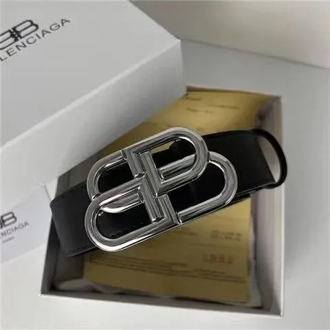 Balenciaga Logo Belt Silver Buckle