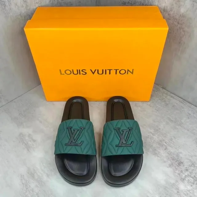 Louis Vuitton Slide Sandals Quilted LV Logo