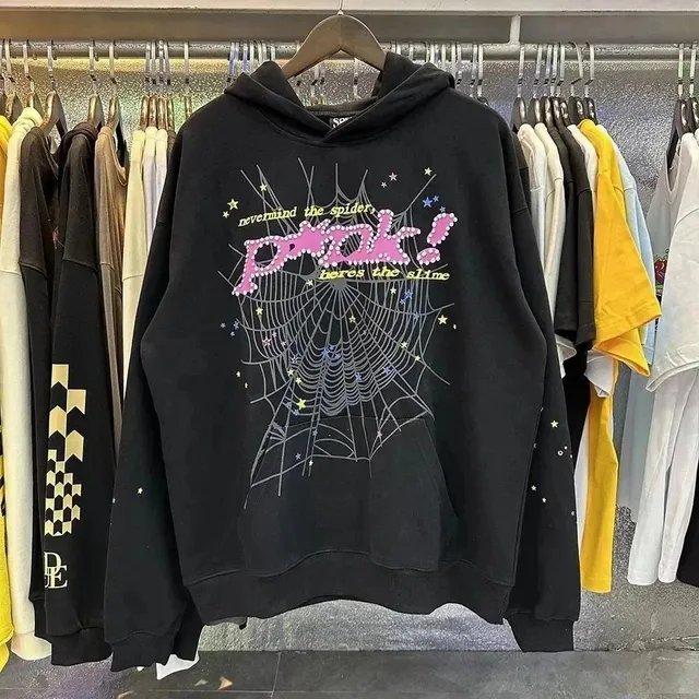 Sp5der Hoodie Spider Web Pink Logo