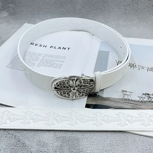 [15 white crosses on white background, round cross] belt