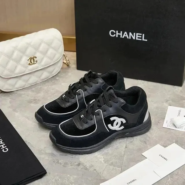 Chanel Trainer Black Velvet with CC Logo
