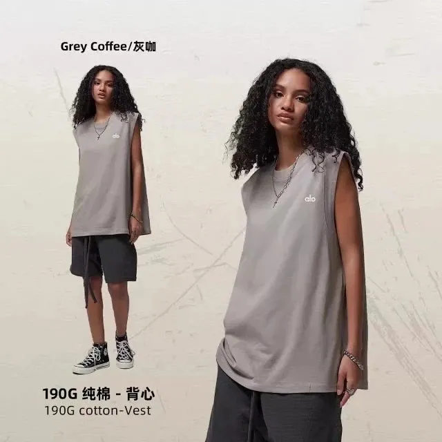 Alo Yoga 190G Cotton Vest Grey Coffee