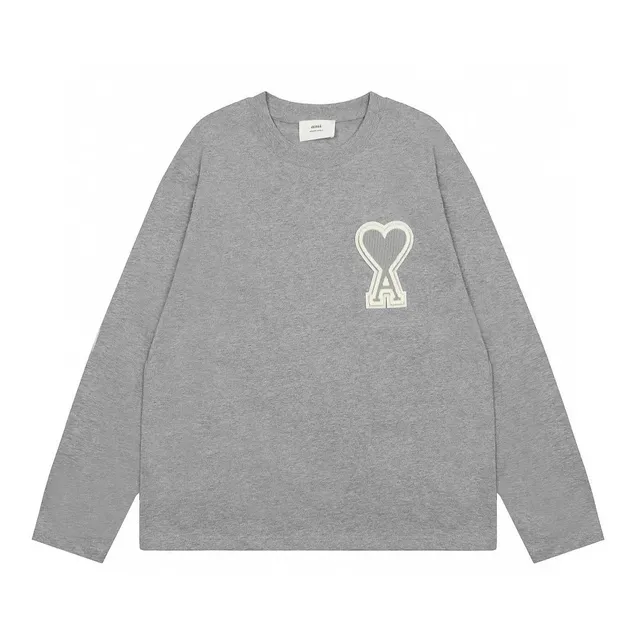 AMI Paris Knit Sweater Heart Logo Grey