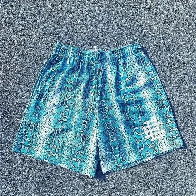 Eric Emanuel Snake Print Shorts Turquoise Python