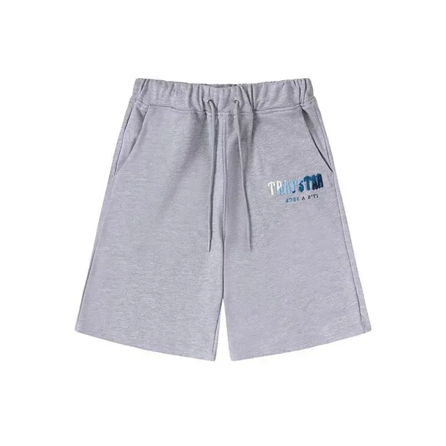 Corteiz Logo Shorts Heather Grey with Blue Logo