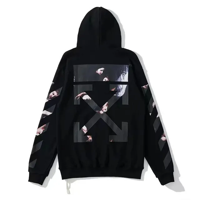 Off-White Zip-Up Hoodie Diagonal Arrows Print