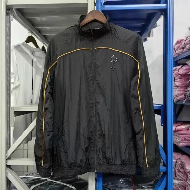 Trapstar Windbreaker Jacket Black with Yellow Piping