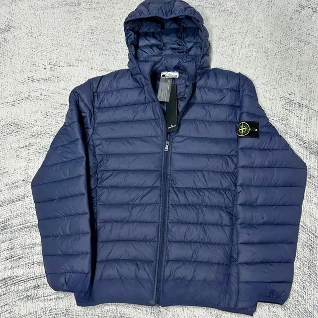 Stone Island Quilted Hooded Jacket Navy