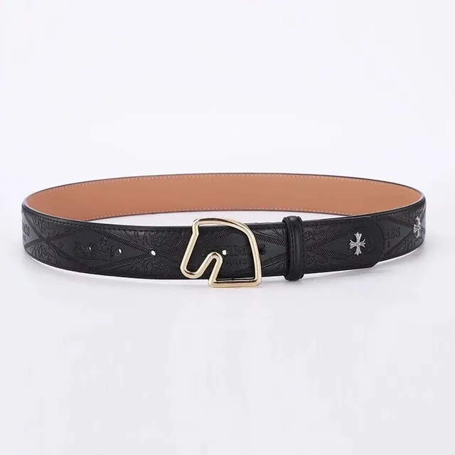 Chrome Hearts Embossed Leather Belt Cross Motif