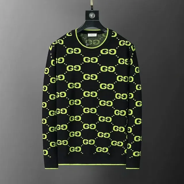 Gucci GG Logo Knit Sweater Black with Neon Green GG Pattern