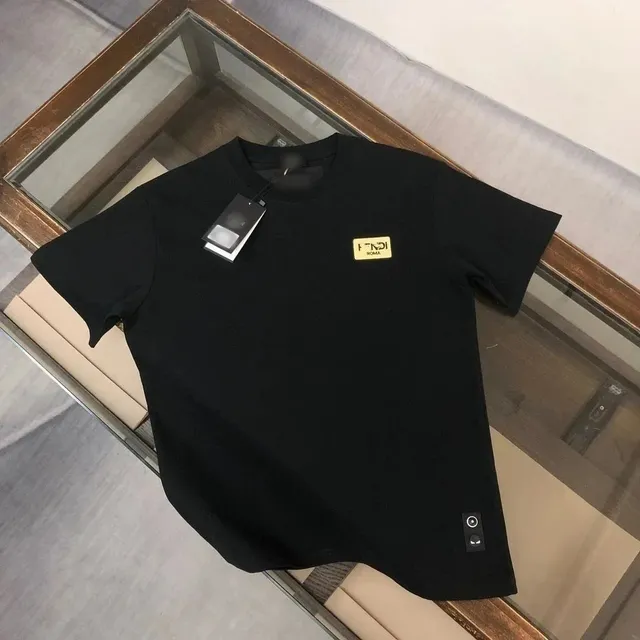 Fendi Logo T-Shirt Black with Gold Patch