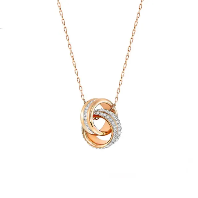 Rose gold small double ring necklace