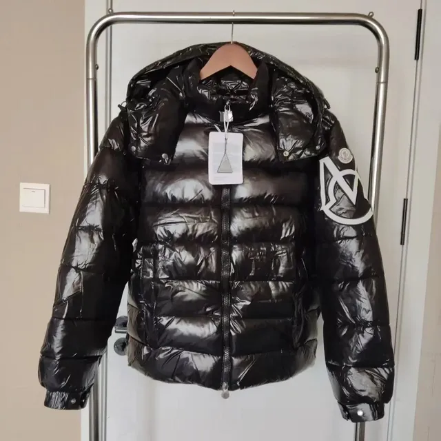 Moncler Down Jacket Glossy Nylon with Logo Patch