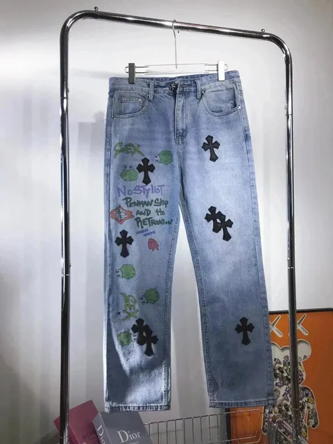 Chrome Hearts Jeans Cross Patch and Graphic Print