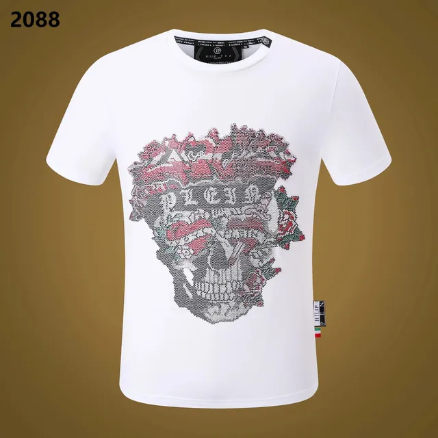 Philipp Plein Skull Graphic Tee Crystal-Embellished Skull