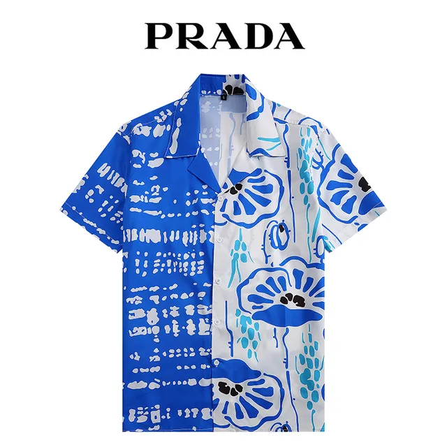 Prada Printed Shirt Asymmetrical Poppy Print