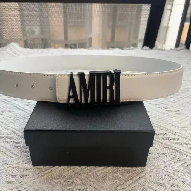 Amiri Logo Belt Matte Black Logo