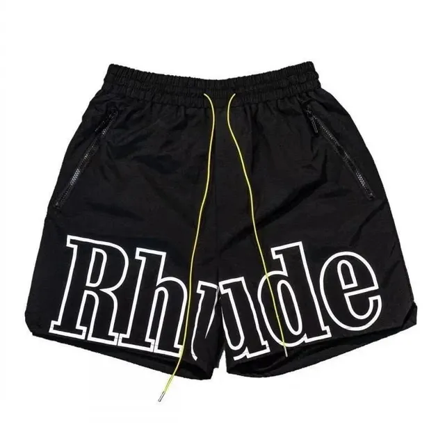 Rhude Logo Shorts Black with White Outline Logo