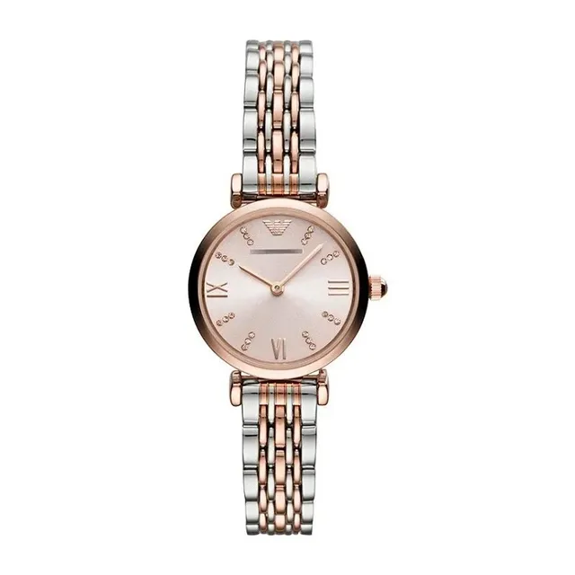 Armani Exchange Classic Watch Two-Tone Bracelet with Crystal Markers