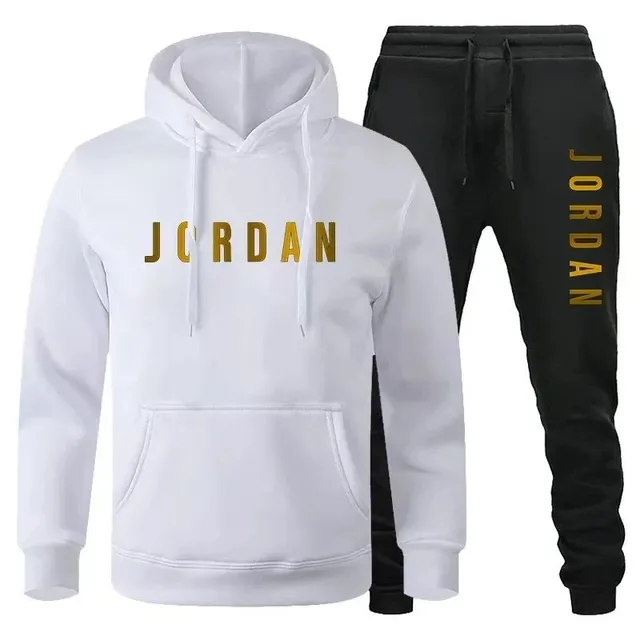 Jordan Hoodie and Joggers Set Gold Logo