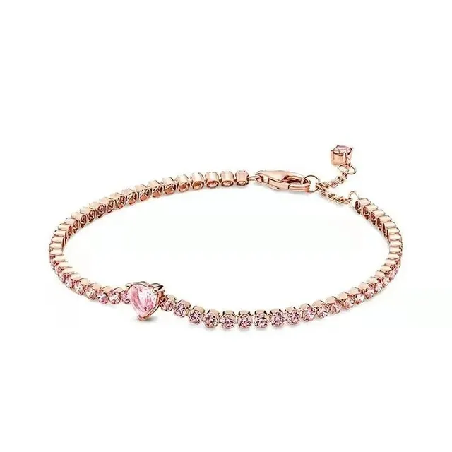 Pandora Heart Charm Bracelet Pink Crystals
