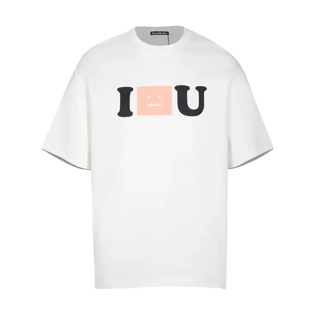 Acne Studios I U Graphic Tee Smiley Face Print