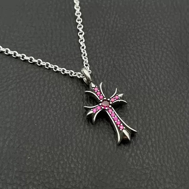 Chrome Hearts Cross Pendant Pave Pink Sapphire
