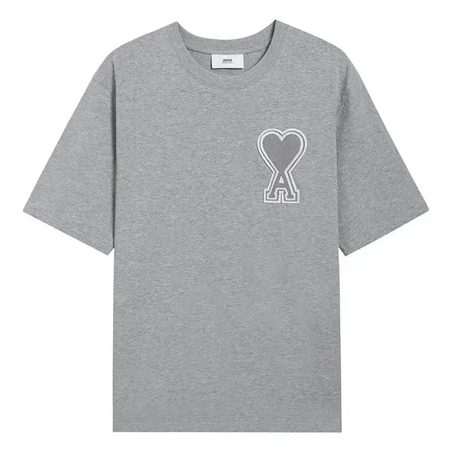 AMI Paris Heart Logo T-Shirt Heather Grey