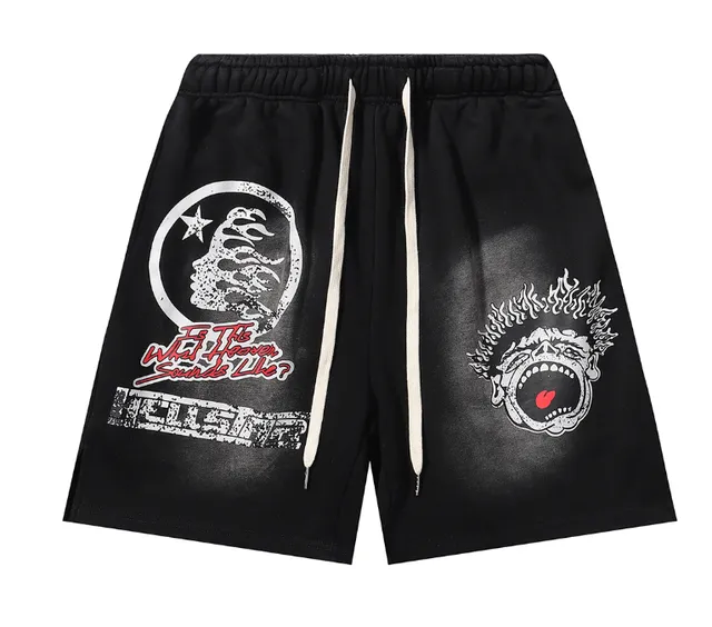 Graphic Print Shorts Hellstar Logo & Screaming Face