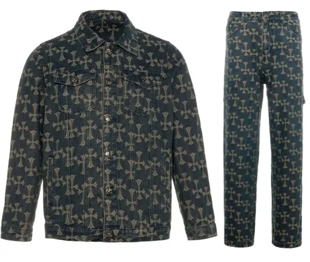 Chrome Hearts Cross Print Denim Set All-Over Cross Motif