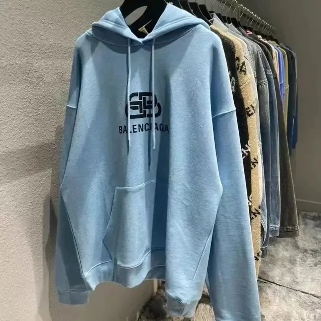 Balenciaga Logo Hoodie Light Blue