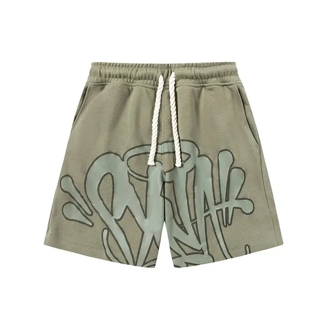 Syna World Graffiti Shorts Olive with Outline Print