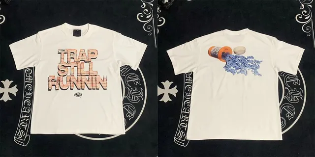 Chrome Hearts Trap Still Runnin' Tee Brick Print / Pill Bottle Graphic
