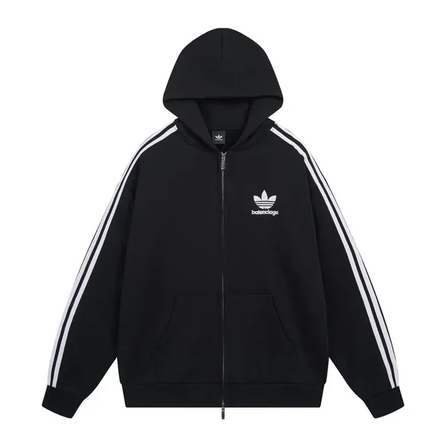 Balenciaga × Adidas Track Hoodie Black with White Stripes