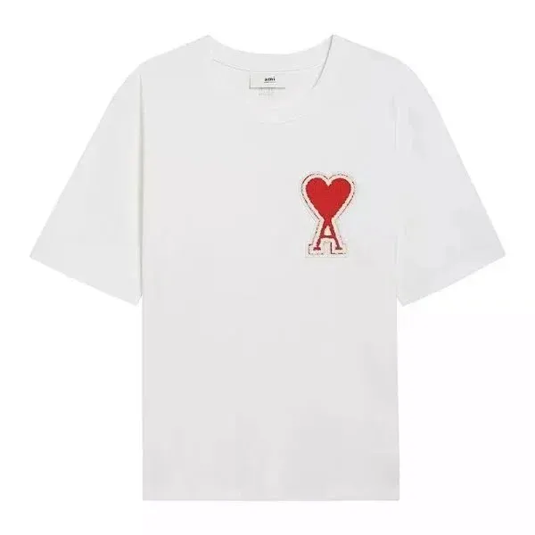 AMI Paris Heart Logo T-Shirt Red Heart Patch