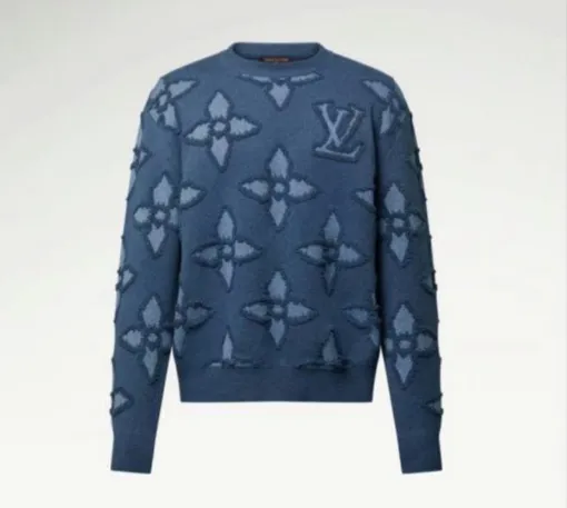 Louis Vuitton Monogram Knit Sweater Embroidered Flower Motif