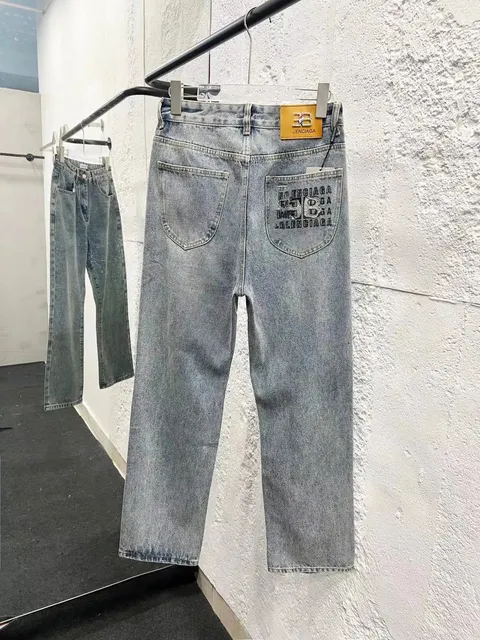 Balenciaga Logo Jeans Washed Grey