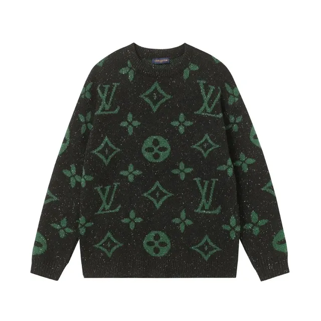 Louis Vuitton Monogram Knit Sweater Green Monogram Print