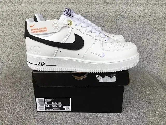 Nike Air Force 1 Low Triple White with Black Swoosh