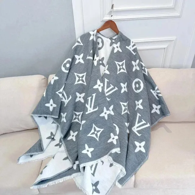 Louis Vuitton Monogram Shawl Grey and White