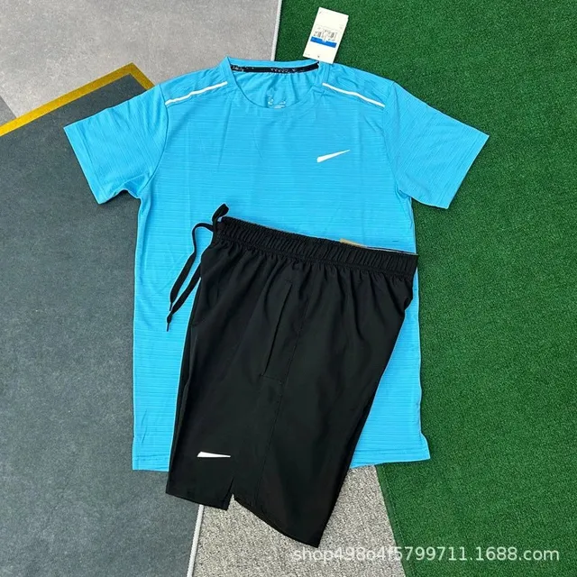 Nike Training Set Blue Top and Black Shorts