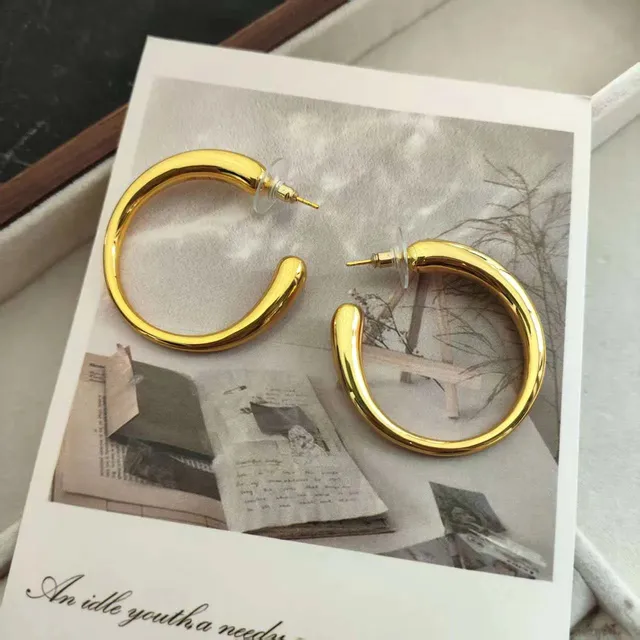 Hoop Earrings Chunky Gold