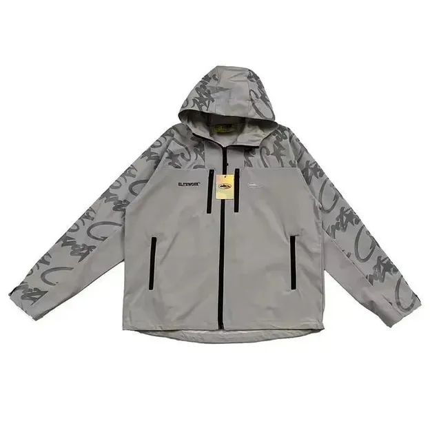 Elitework Hooded Windbreaker Graffiti Print