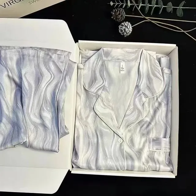 Dior Silk Pajama Set Marbled Wave Print