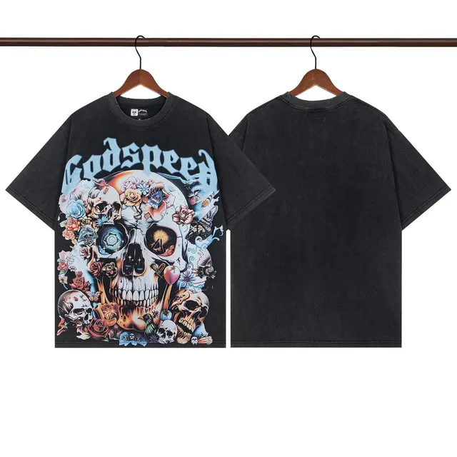 Godspeed Skull Graphic Tee Floral Skull Print