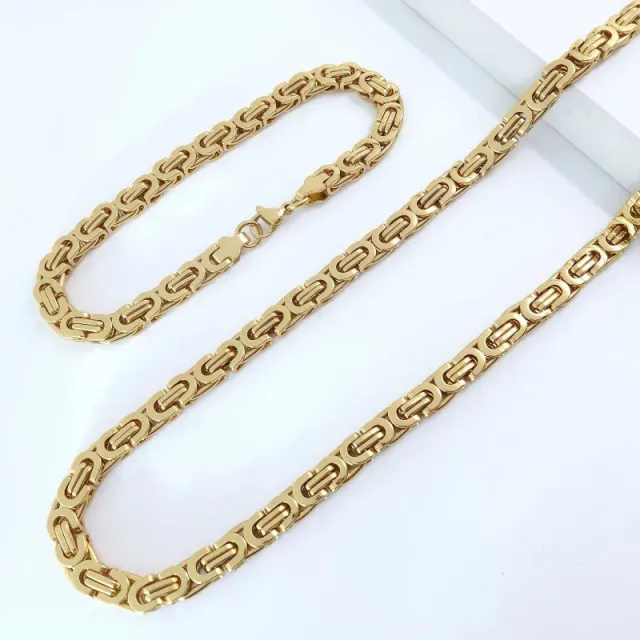 6mm金色套装 手链23cm+项链*55cm