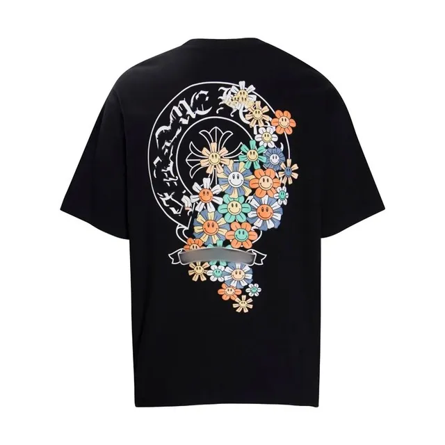 Chrome Hearts Graphic Tee Smiley Floral Print