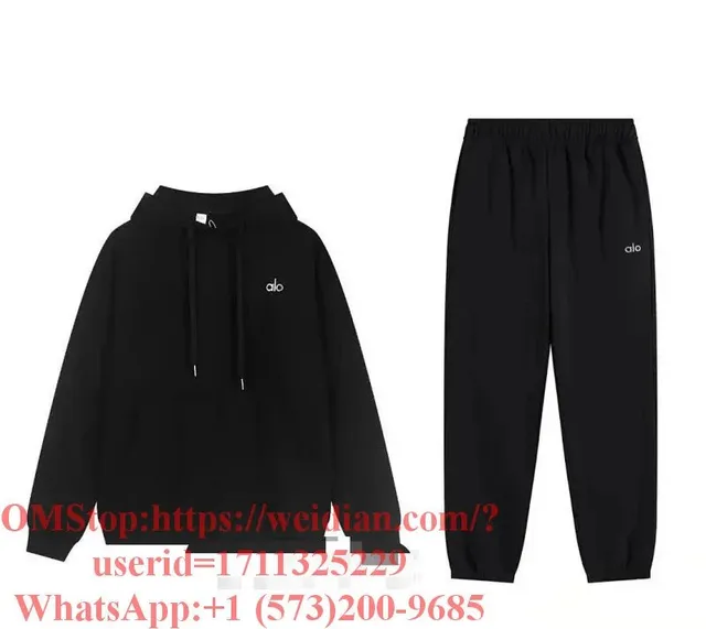 Alo Yoga Hoodie and Jogger Set Black Logo