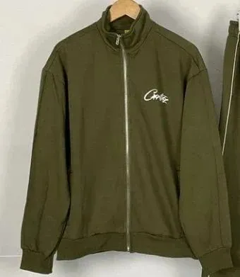 Corteiz Track Jacket Olive with Script Logo