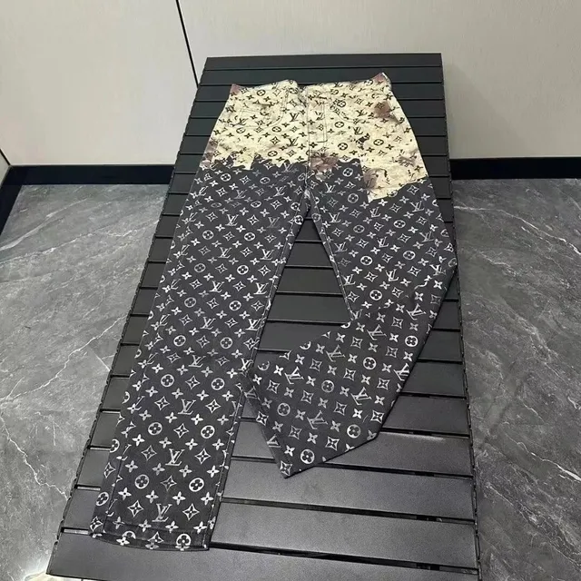 Louis Vuitton Monogram Jeans Two-Tone Distressed